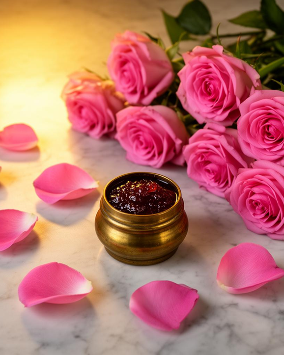 Fresh roses and gulkand